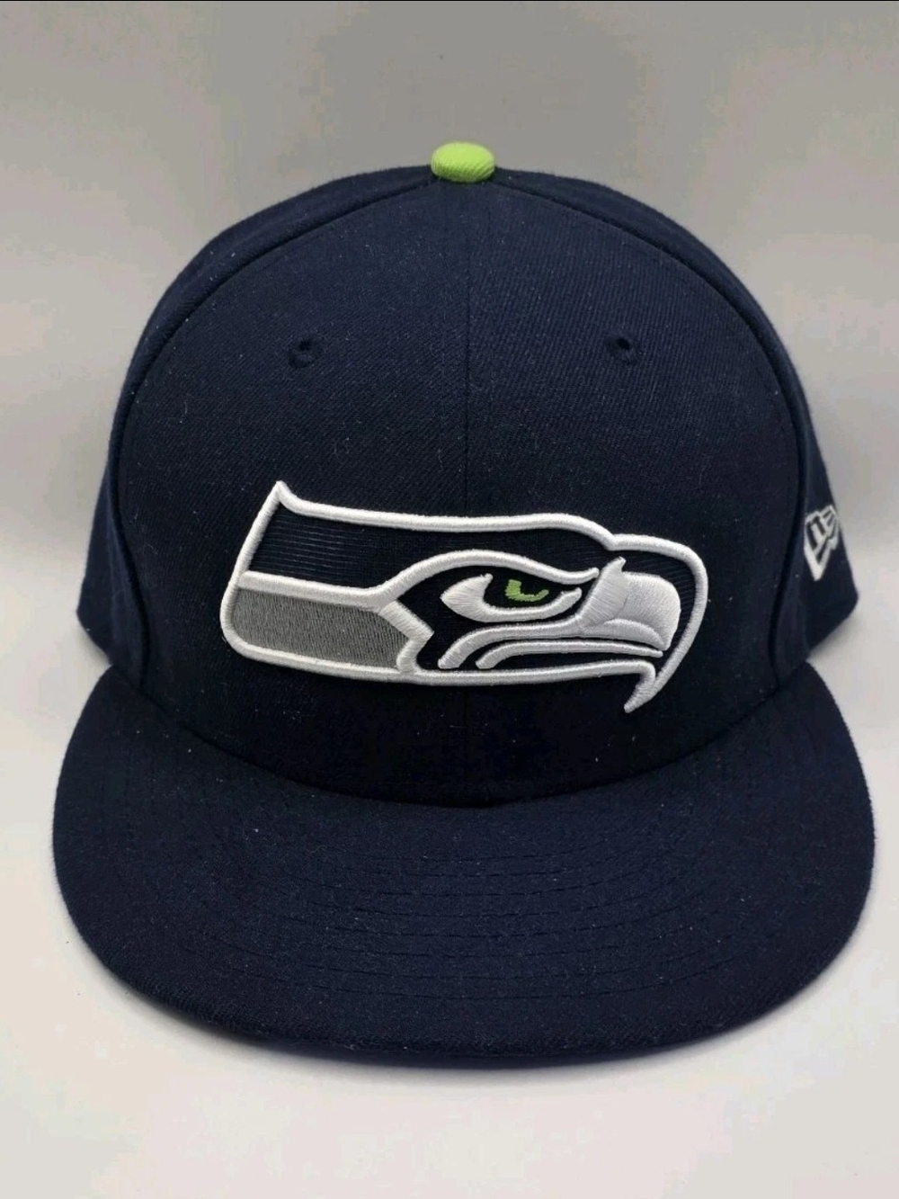 Seattle Seahawks New Era Hat Blue Logo Fitted 59Fifty Cap Size 7 1/2